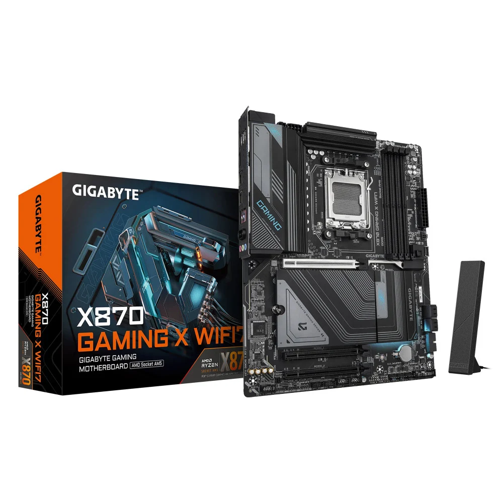 Материнская плата, Gigabyte, X870 GAMING X WIFI7 (4719331865368), AM5, X870, 4xDDR5 4400/4800/5200/8000(OC), 4xSATA3, 3xM.2 (PCIe 4.0 x4/x2), Raid, 1xHDMI, 2xUSB4 Type-C®, 3xPCI-Ex16, Wi-Fi, ATX