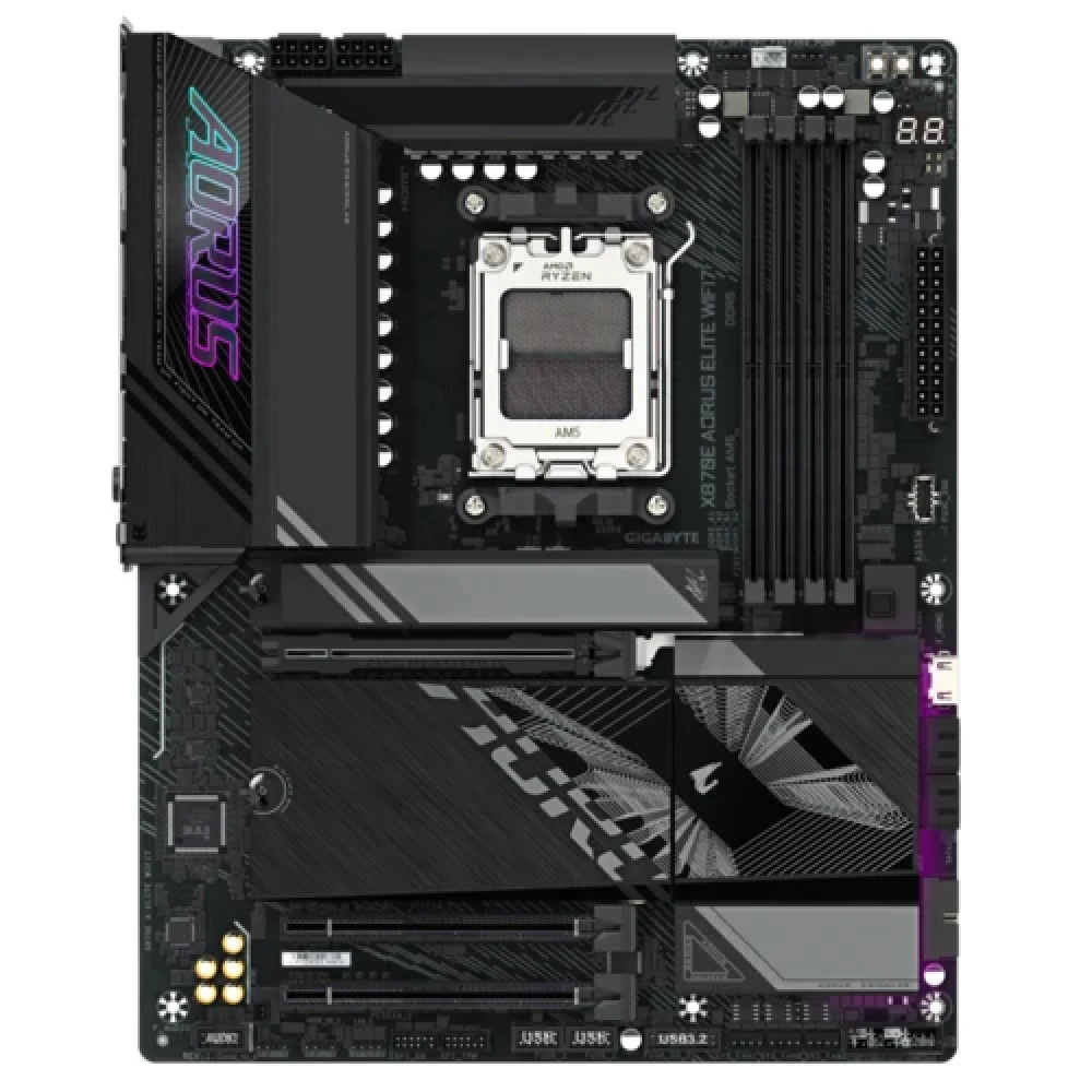 Материнская плата, Gigabyte, X870E AORUS ELITE WIFI7 (4719331864613), AM5, X870E, 4xDDR5 4400/4800/5200/8000(OC), 4xSATA3, 4xM.2 (PCIe 4.0 x4/x2), Raid, 1xHDMI, 2xUSB4 Type-C®, 3xPCI-Ex16, Wi-Fi, AT