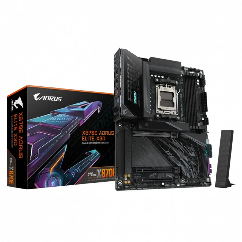 Материнская плата, Gigabyte, X870E AORUS ELITE X3D (4719331876470), AM5, X870E, 4xDDR5 4800/5200/9000(OC), 4xSATA3, 4xM.2 (2*PCIe 4.0 x4/x2, 2*PCIe 5.0 x4/x2), Raid, 1xHDMI, 2xUSB4 Type-C®, 3xPCI-Ex