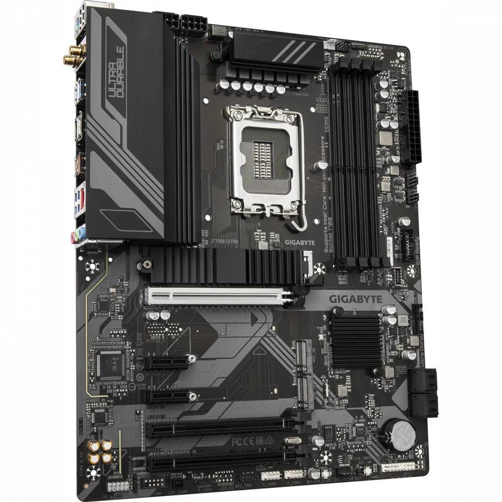 Материнская плата, Gigabyte, Z790 D AX (4719331860592), LGA1700, iZ790, 4xDDR5 7600(OC)/5600/5400/5200/4800/4400, 4xSATA3, 3xM.2 (2*PCI-E 4.0x4/x2, 1*PCI-E 4.0x4/x2 и SATA), Raid, 1хDP, 1xHDMI, 3xPC