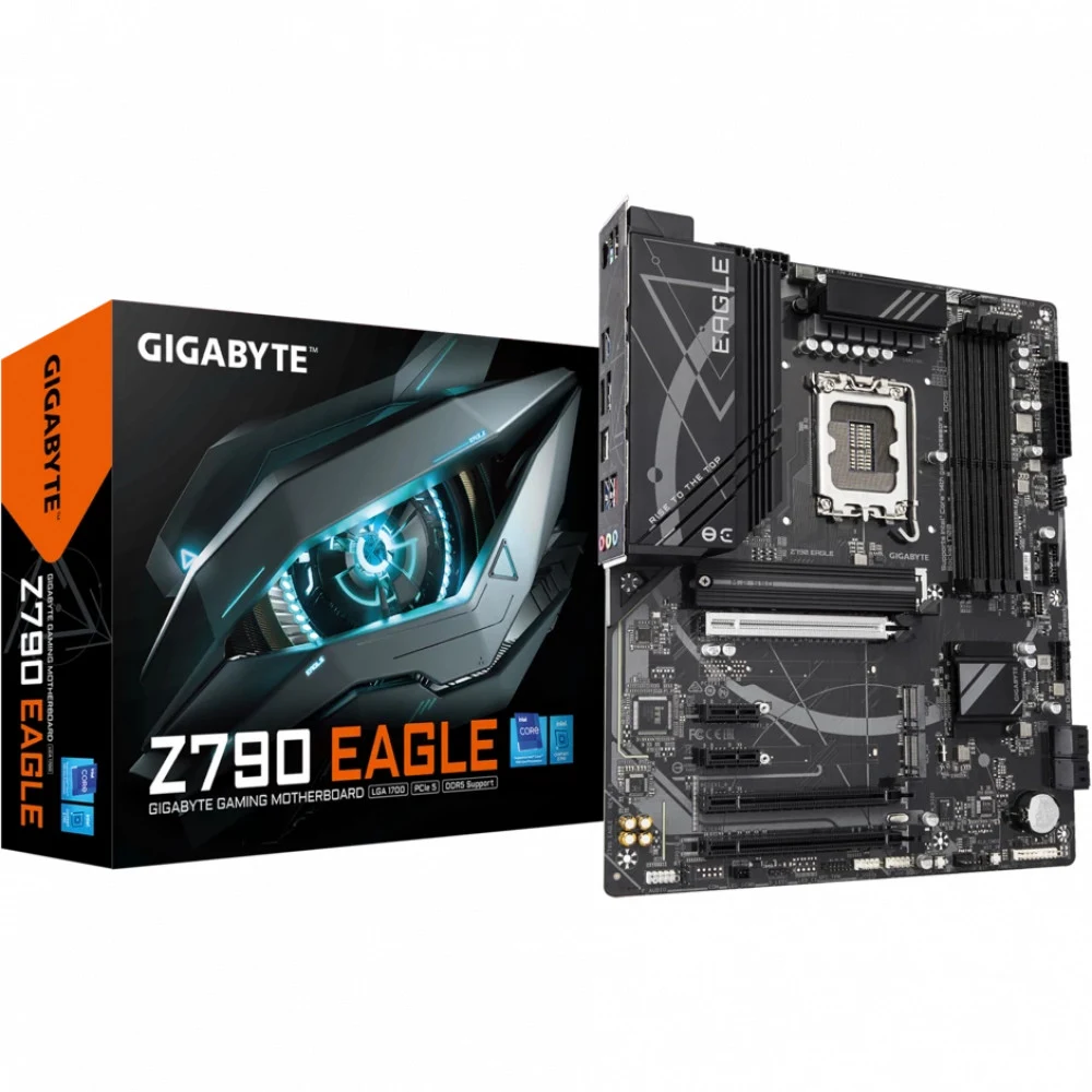 Материнская плата, Gigabyte, Z790 EAGLE (4719331860981), LGA1700, iZ790, 4xDDR5 7600(OC)/5600/5400/5200/4800/4400, 4xSATA3, 3xM.2 (2*PCI-E 4.0x4/x2, 1*PCI-E 4.0x4/x2 и SATA), Raid, 1хDP, 1xHDMI, 2xP