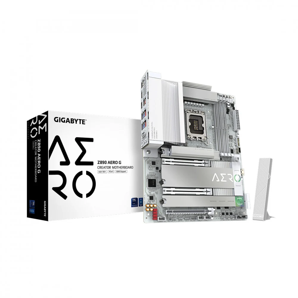 Материнская плата, Gigabyte, Z890 AERO G (4719331865139), LGA1851, iZ890, 4xDDR5 9200(OC)/6400/6200/6000/5800/5600, 4xSATA3, 5xM.2 (3*PCI-E 4.0x4/x2, 1*PCI-E 5.0x4/x2, 1*PCI-E 4.0x4/x2 или SATA3), R