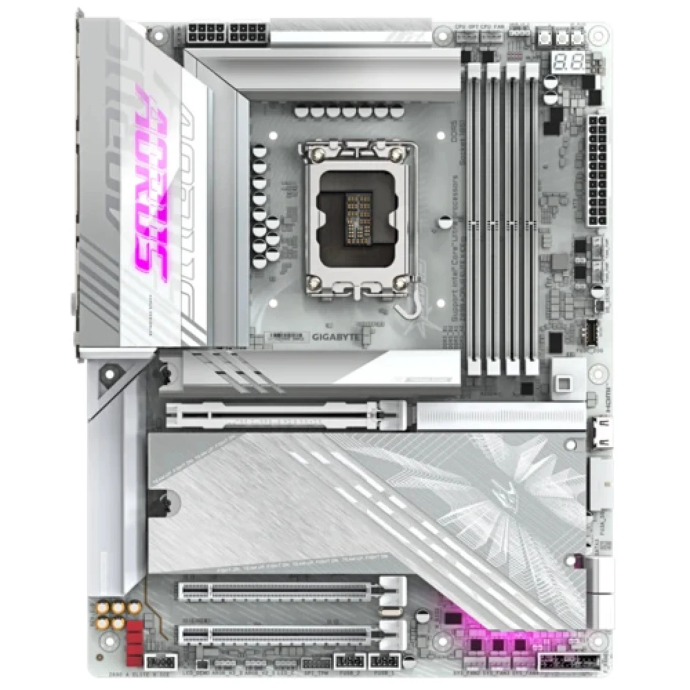 Материнская плата/ Z890 AORUS ELITE X ICE, Socket 1851, Intel®Z890, 4xDDR5-6400, 3xPCI-Ex16, 4xSATA3(RAID 0/1/5/10), 5xM.2, 8Ch Audio, 1x2.5GbLan, WiFi, (4+4)xUSB2.0, (6+2)xUSB3.2, (1+1)xUSB Type-C™