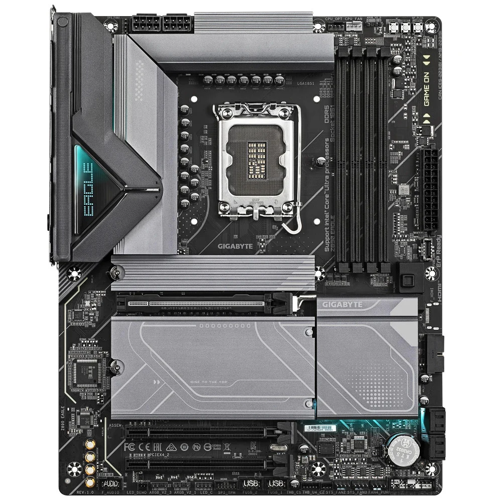 Материнская плата, Gigabyte, Z890 EAGLE (4719331865214), LGA1851, iZ890, 4xDDR5 8800(OC)/6400/6200/6000/5800, 4xSATA3, 4xM.2 (2*PCI-E 4.0x4/x2, 1*PCI-E 5.0x4/x2, 1*PCI-E 4.0x4/x2 или SATA3), Raid, 1