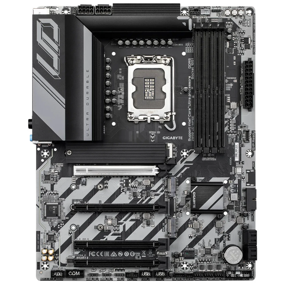 Материнская плата, Gigabyte, Z890 UD WIFI6E (4719331865313), LGA1851, iZ890, 4xDDR5 8800(OC)/6400/6200/6000/5800/5600, 4xSATA3, 3xM.2 (1*PCI-E 5.0x4/x2, 2*PCI-E 4.0x4/x2), Raid, 1*DP, 1*USB4® USB Ty