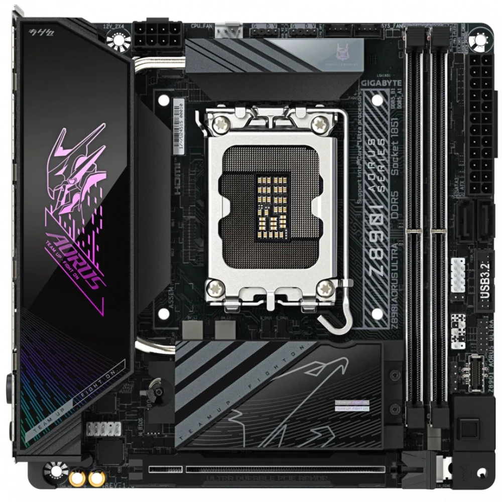 Материнская плата Gigabyte Z890I AORUS ULTRA Soc-1851 Intel Z890 2xDDR5 mini-ITX AC`97 8ch(7.1) 2.5Gg RAID+HDMI+DP