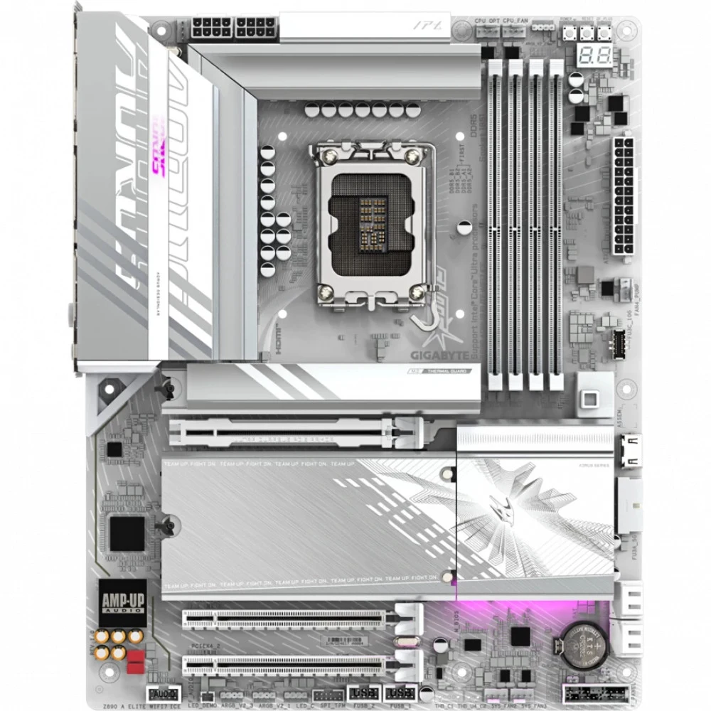 Материнская плата/ Z890M AORUS ELITE WIFI7 ICE, Socket 1851, Intel®Z890, 4xDDR5-6400, DP, 2xPCI-Ex16, 4xSATA3(RAID 0/1/5/10), 3xM.2, 8Ch Audio, 1x2.5GbLan, WiFi, (4+4)xUSB2.0, (5+2)xUSB3.2, (1+1)xUS