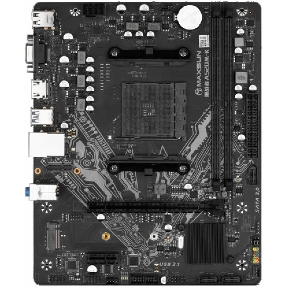 Материнская плата MAXSUN MS-Challenger A520M-K, AM4, A520, 2*DDR4, 3*SATA 3.0, 2*M.2, 2*USB 3.2, 4*USB 2.0, 1*PCIE 16, 1*PCIE 1, HDMI+VGA, mATX