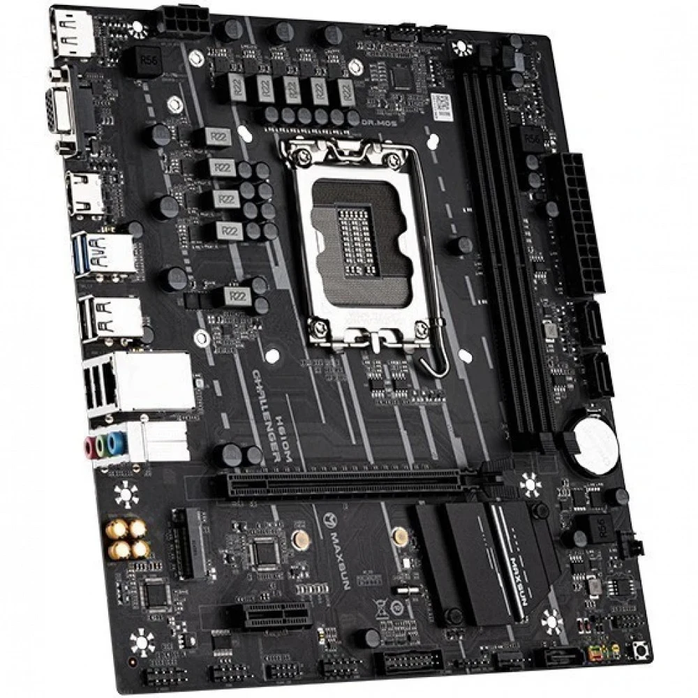 Материнская плата Maxsun MS-Challenger H610M H610, LGA1700, 2*DDR4, 1*PCIEx16, 1*PCIEx1, 1*M.2, 4*USB3.2Gen1, 6*USB2.0, 3*SATA3.0, 1G, VGA, DP, HDMI, M-ATX, RTL