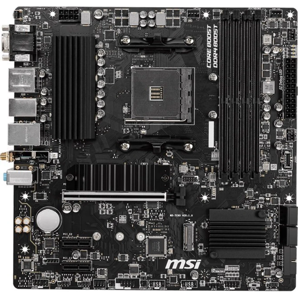 Материнская плата/ MB MSI AMD B550 sAM4, 4xDDR4(128GB), D-SUB/HDMI 2.1/DP, 1xPCIe 4.0x16, 2xPCIe 3.0, 1xLAN, Wi-Fi, BT, 4xSATA 6Gb/s, 2xM.2, 4xUSB 3.2, 2xUSB 2.0, 1xPS/2, mATX
