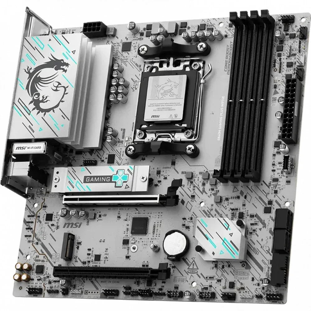 Материнская плата MSI B840M GAMING PLUS WIFI6E B840, AM5, 4*DDR5, 2*PCIEx16, 2*M.2, 2*TypeC, 1*USB3.2Gen2, 4*USB3.2Gen1, 8*USB2.0, 4*SATA3.0, 2.5G, HDMI, M-ATX, RTL
