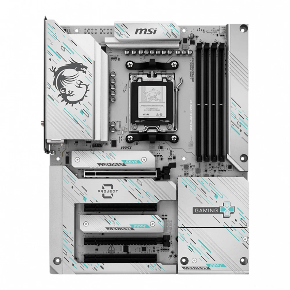Материнская плата MSI B850 GAMING PLUS WIFI PZ B850, AM5, 4*DDR5, 4*PCIEx16, 3*M.2, 3*TypeC, 1*USB3.2Gen2, 5*USB3.2Gen1, 8*USB2.0, 4*SATA3.0, 5G, DP, ATX, RTL