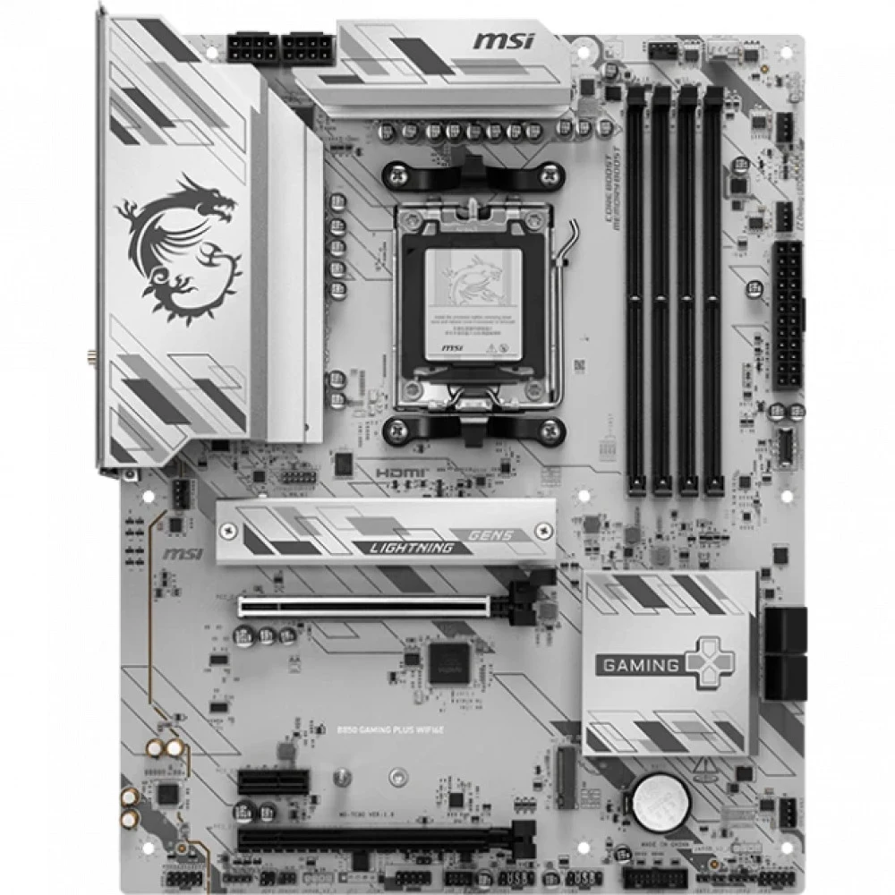Материнская плата MSI B850 GAMING PLUS WIFI6E B850, AM5, 4*DDR5, 2*PCIEx16, 1*PCIEx1, 2*M.2, 2*TypeC, 3*USB3.2Gen2, 6*USB3.2Gen1, 4*USB2.0, 4*SATA3.0, 2.5G, DP, HDMI, ATX, RTL