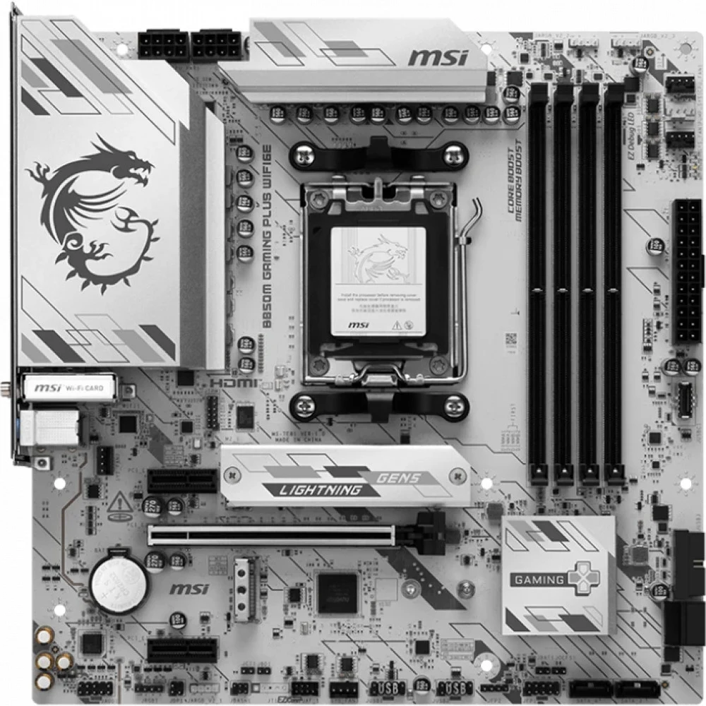 Материнская плата MSI B850M GAMING PLUS WIFI6E B850, AM5, 4*DDR5, 1*PCIEx16, 2*PCIEx1, 2*M.2, 2*TypeC, 3*USB3.2Gen2, 6*USB3.2Gen1, 4*USB2.0, 4*SATA3.0, 2.5G, DP, HDMI, M-ATX, RTL