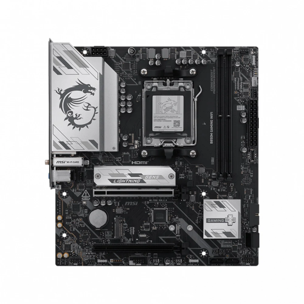 Материнская плата MSI B850M GAMING WIFI B850, AM5, 2*DDR5, 2*PCIEx16, 2*M.2, 2*TypeC, 5*USB3.2Gen1, 6*USB2.0, 4*SATA3.0, 5G, DP, HDMI, M-ATX, RTL