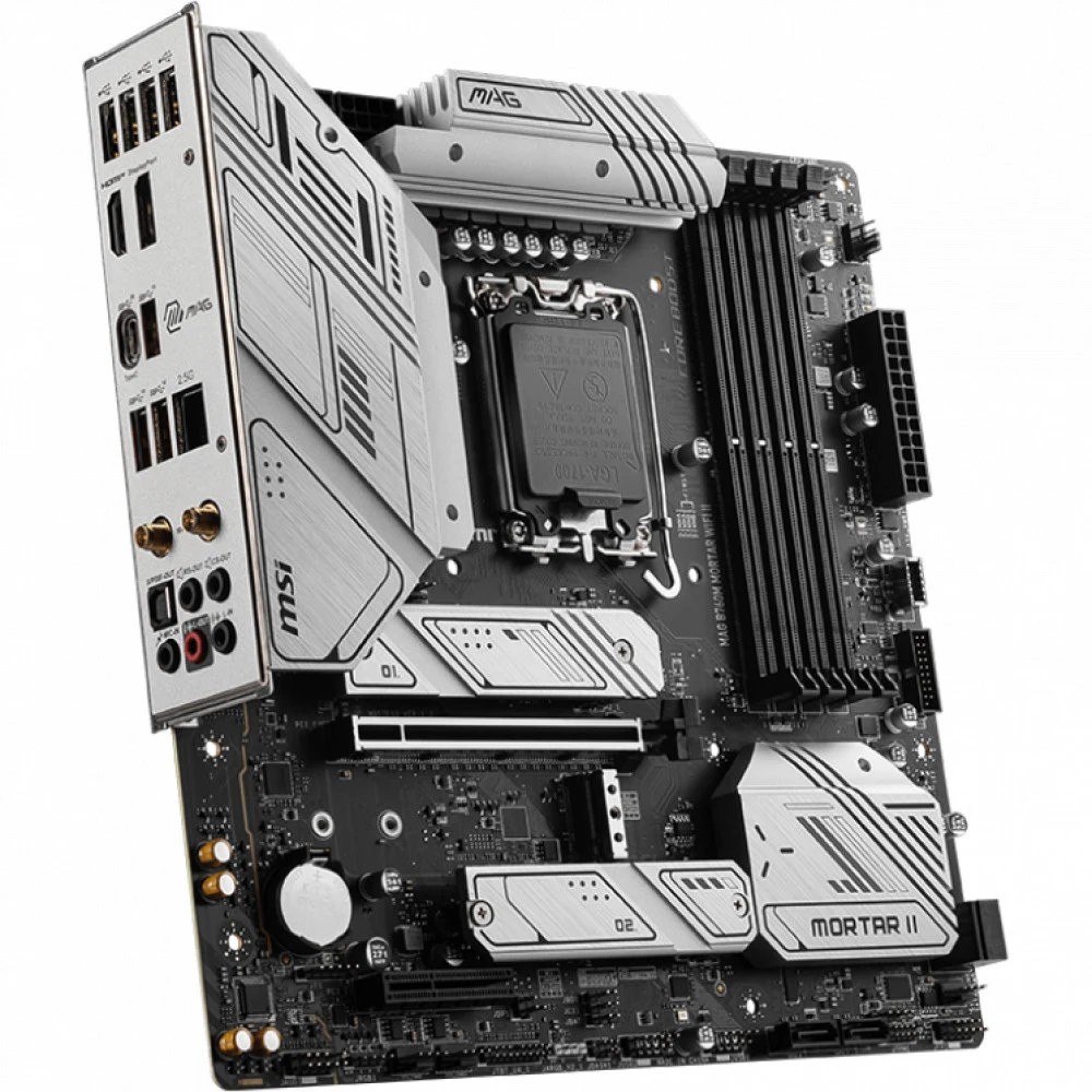 Материнская плата/ MB MSI INTEL B760 s1700, 4xDDR5(256GB), HDMI 2.1/DP, 1xPCIe 5.0x16, 1xPCIe 3.0x4, 1xLAN (2.5GbE), Wi-Fi, BT, 4xSATA 6Gb/s, 3xM.2, 1xUSB-C, 3xUSB 3.2, 4xUSB 2.0, mATX