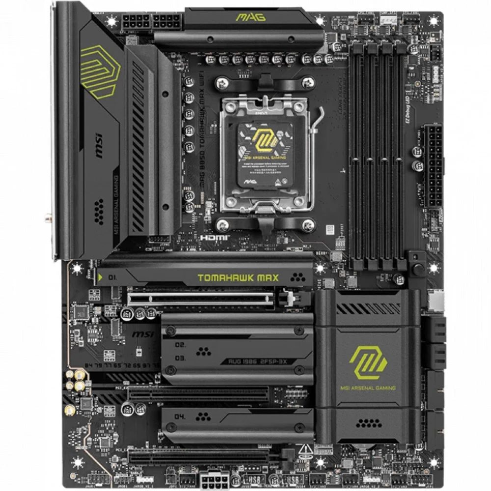 Материнская плата MSI MAG B850 TOMAHAWK MAX WIFI B850, AM5, 4*DDR5, 3*PCIEx16, 4*M.2, 4*TypeC, 2*USB3.2Gen2, 5*USB3.2Gen1, 8*USB2.0, 4*SATA3.0, 5G, HDMI, ATX, RTL
