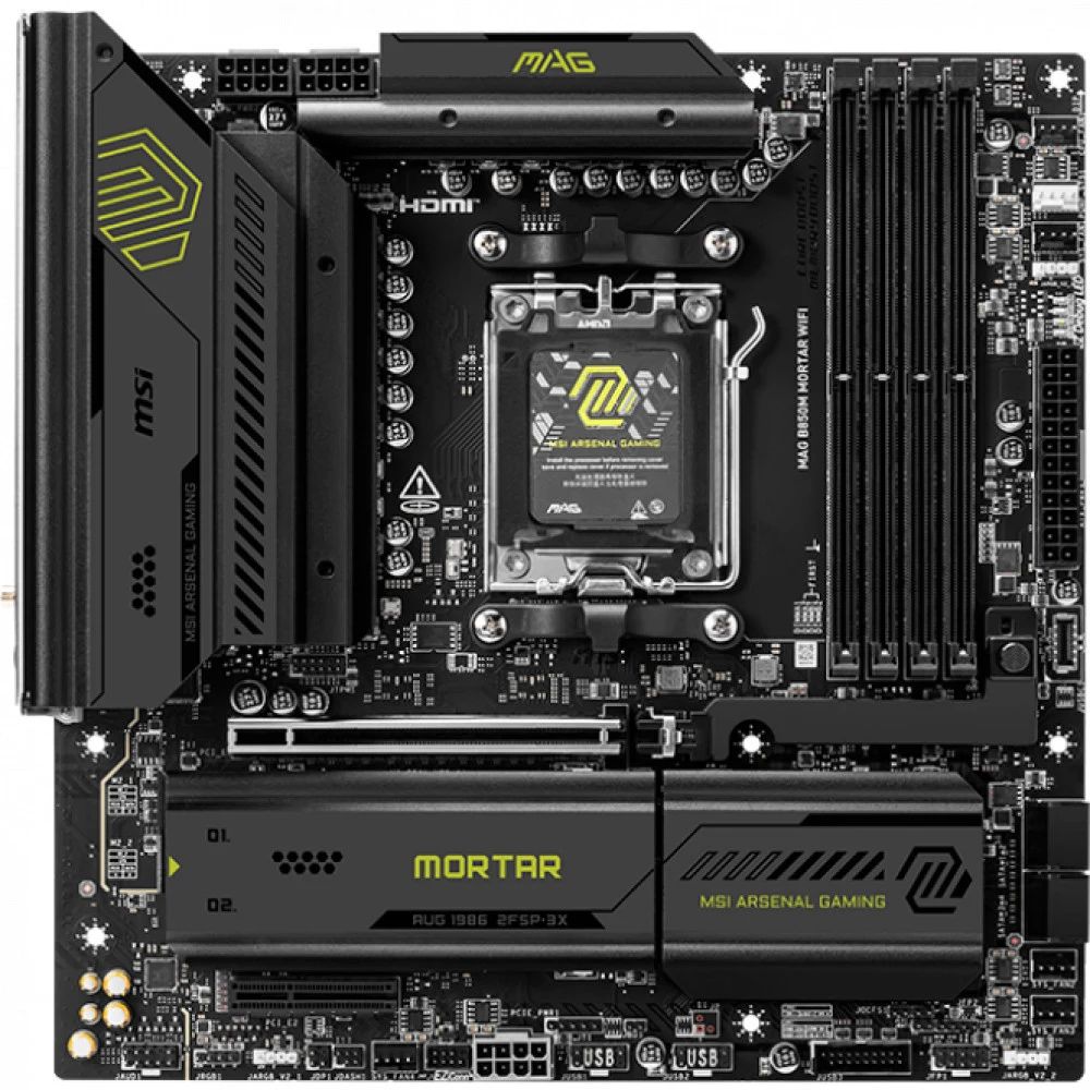 Материнская плата MSI MAG B850M MORTAR WIFI B850, AM5, 4*DDR5, 1*PCIEx16, 1*PCIEx4, 3*M.2, 3*TypeC, 3*USB3.2Gen2, 6*USB3.2Gen1, 4*USB2.0, 4*SATA3.0, 5G, HDMI, M-ATX, RTL