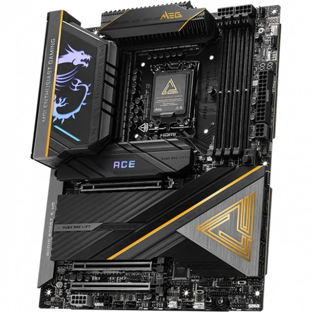 Материнская плата MSI MEG Z890 ACE Z890, LGA1851, 4*DDR5, 3*PCIEx16, 5*M.2, 3*TypeC, 11*USB3.2Gen2, 4*USB3.2Gen1, 4*USB2.0, 4*SATA3.0, 10G, 2*Type-C(DP), HDMI, ATX, RTL