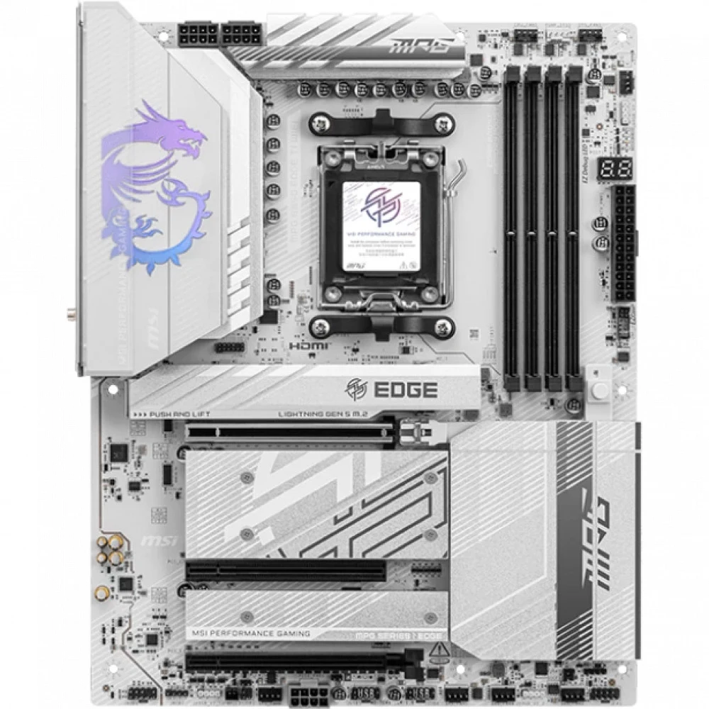 Материнская плата MSI MPG B850 EDGE TI WIFI B850, AM5, 4*DDR5, 3*PCIEx16, 4*M.2, 3*TypeC, 2*USB3.2Gen2, 1*USB3.2Gen1, 4*USB2.0, 4*SATA3.0, 5G, HDMI, ATX, RTL
