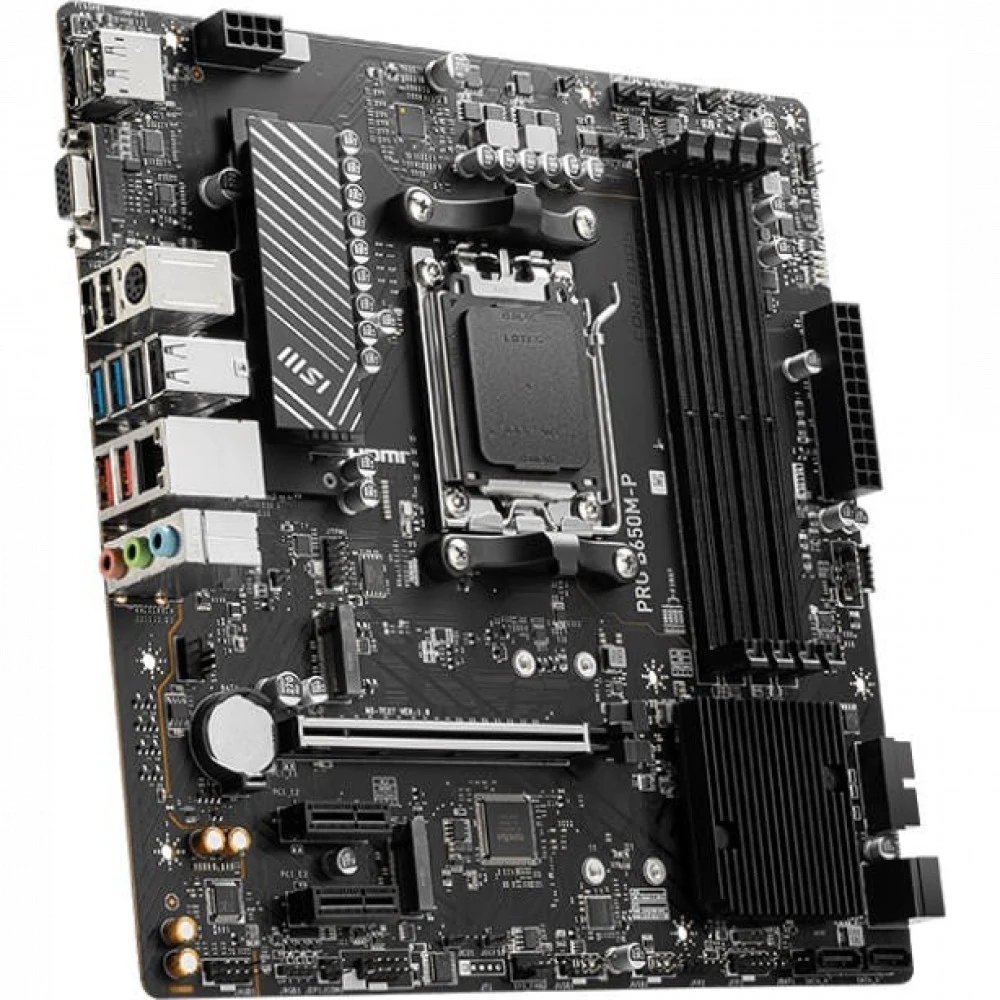 Материнская плата/ MB MSI AMD B650 sAM5, 4xDDR5(256GB), D-SUB/HDMI 2.1/DP, 1xPCIe 4.0x16, 2xPCIe 3.0, 1xLAN (2.5GbE), 4xSATA 6Gb/s, 2xM.2, 4xUSB 3.2, 4xUSB 2.0, 1xPS/2, mATX