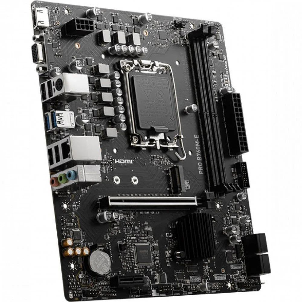 Материнская плата/ MB MSI INTEL B760 s1700, 2xDDR5(128GB), D-SUB/HDMI 1.4, 1xPCIe 4.0x16, 1xPCIe 3.0, 1xLAN, 4xSATA 6Gb/s, 1xM.2, 2xUSB 3.2, 4xUSB 2.0, 1xPS/2, mATX