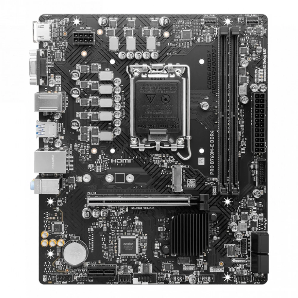 Материнская плата/ MB MSI INTEL B760 s1700, 2xDDR4(64GB), D-SUB/HDMI 1.4, 1xPCIe 4.0x16, 1xPCIe 3.0, 1xLAN, 4xSATA 6Gb/s, 1xM.2, 2xUSB 3.2, 4xUSB 2.0, 1xPS/2, mATX