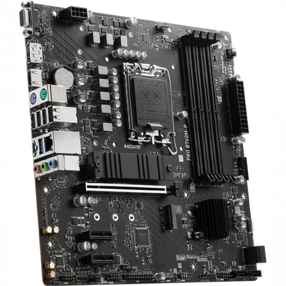 Материнская плата/ MB MSI INTEL B760 s1700, 4xDDR5(256GB), D-SUB/HDMI 2.1/DP, 1xPCIe 4.0x16, 2xPCIe 4.0, 1xLAN, 4xSATA 6Gb/s, 2xM.2, 1xUSB-C, 1xUSB 3.2, 4xUSB 2.0, 2xPS/2, mATX
