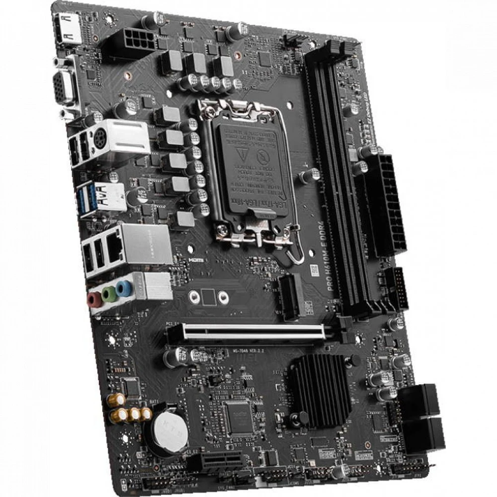 Материнская плата/ MB MSI INTEL H610 s1700, 2xDDR4(64GB), D-SUB/HDMI 1.4, 1xPCIe 4.0x16, 1xPCIe 3.0, 1xLAN, 4xSATA 6Gb/s, 1xM.2, 2xUSB 3.2, 4xUSB 2.0, 1xPS/2, mATX