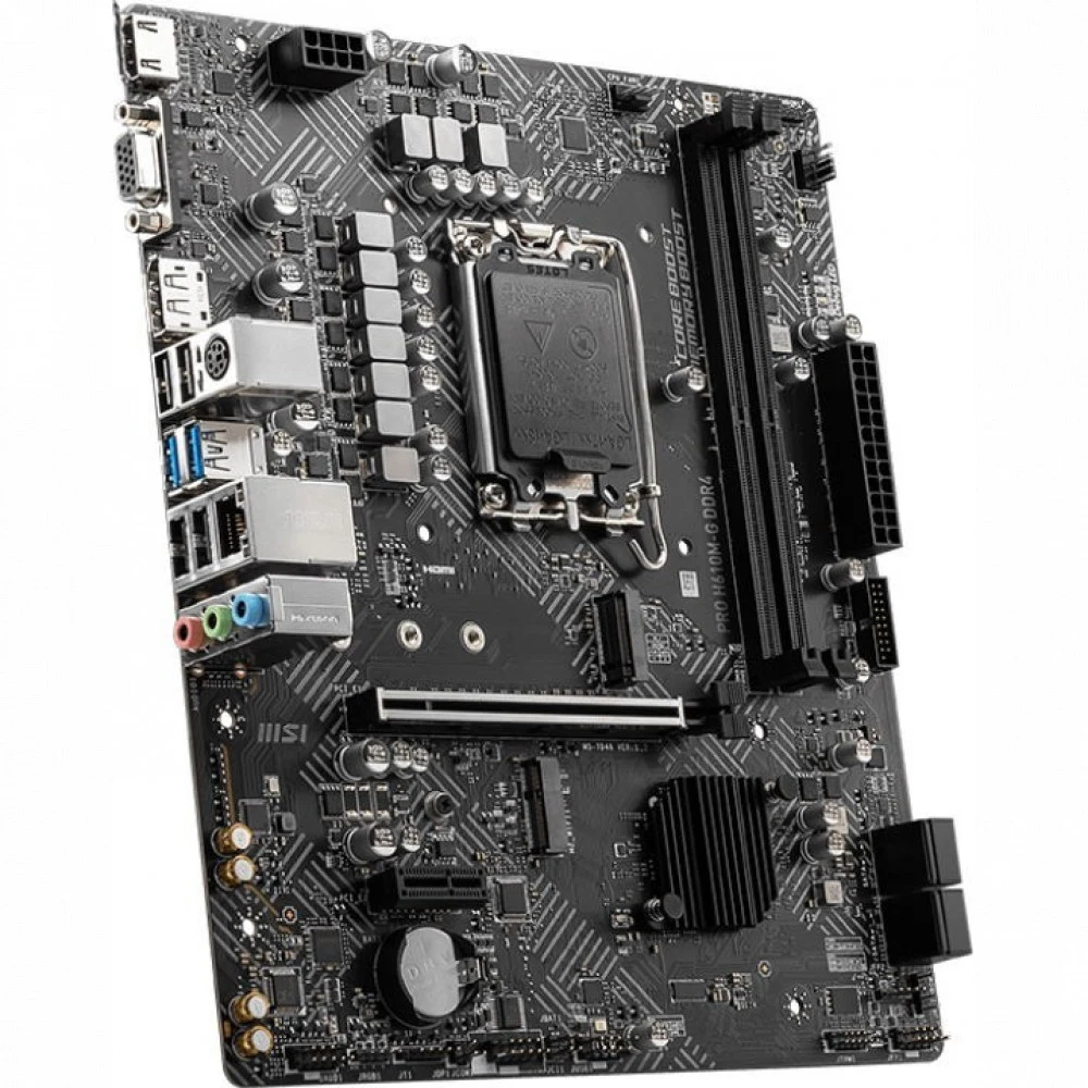 Материнская плата/ MB MSI INTEL H610 s1700, 2xDDR4(64GB), D-SUB/HDMI 2.1/DP, 1xPCIe 4.0x16, 1xPCIe 3.0, 1xLAN, 4xSATA 6Gb/s, 1xM.2, 1xM.2 E key, 2xUSB 3.2, 4xUSB 2.0, 1xPS/2, mATX