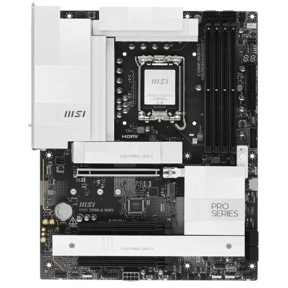 Материнская плата MSI PRO Z890-A WIFI Z890, LGA1851, 4*DDR5, 3*PCIEx16, 4*M.2, 2*TypeC, 3*USB3.2Gen2, 6*USB3.2Gen1, 4*USB2.0, 4*SATA3.0, 5G, 2xType-C(DP), HDMI, ATX, RTL