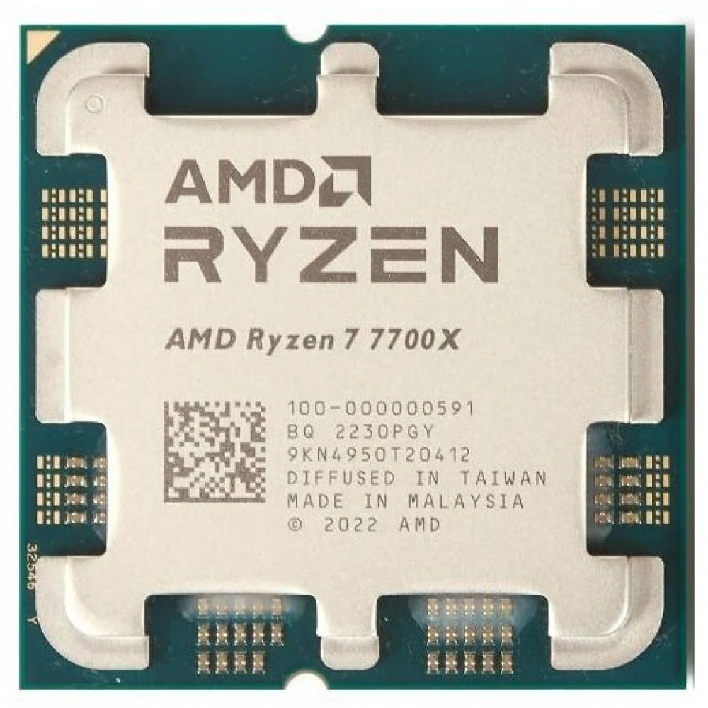 Центральный Процессор AMD RYZEN 7 7700X OEM (Raphael, 5nm, C8/T16, Base 4,50GHz, Turbo 5,40GHz, RDNA 2 Graphics, L3 32Mb, TDP 105W, SAM5)