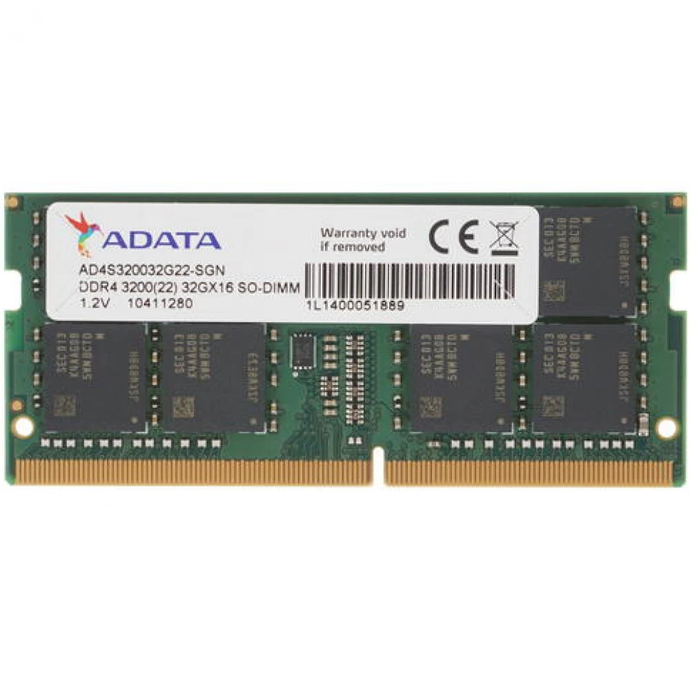 Оперативная память DDR4 32Gb 3200MHz A-Data AD4S320032G22-SGN RTL PC4-25600 CL22 SO-DIMM 260-pin 1.2В single rank Ret [AD4S320032G22-SGN]
