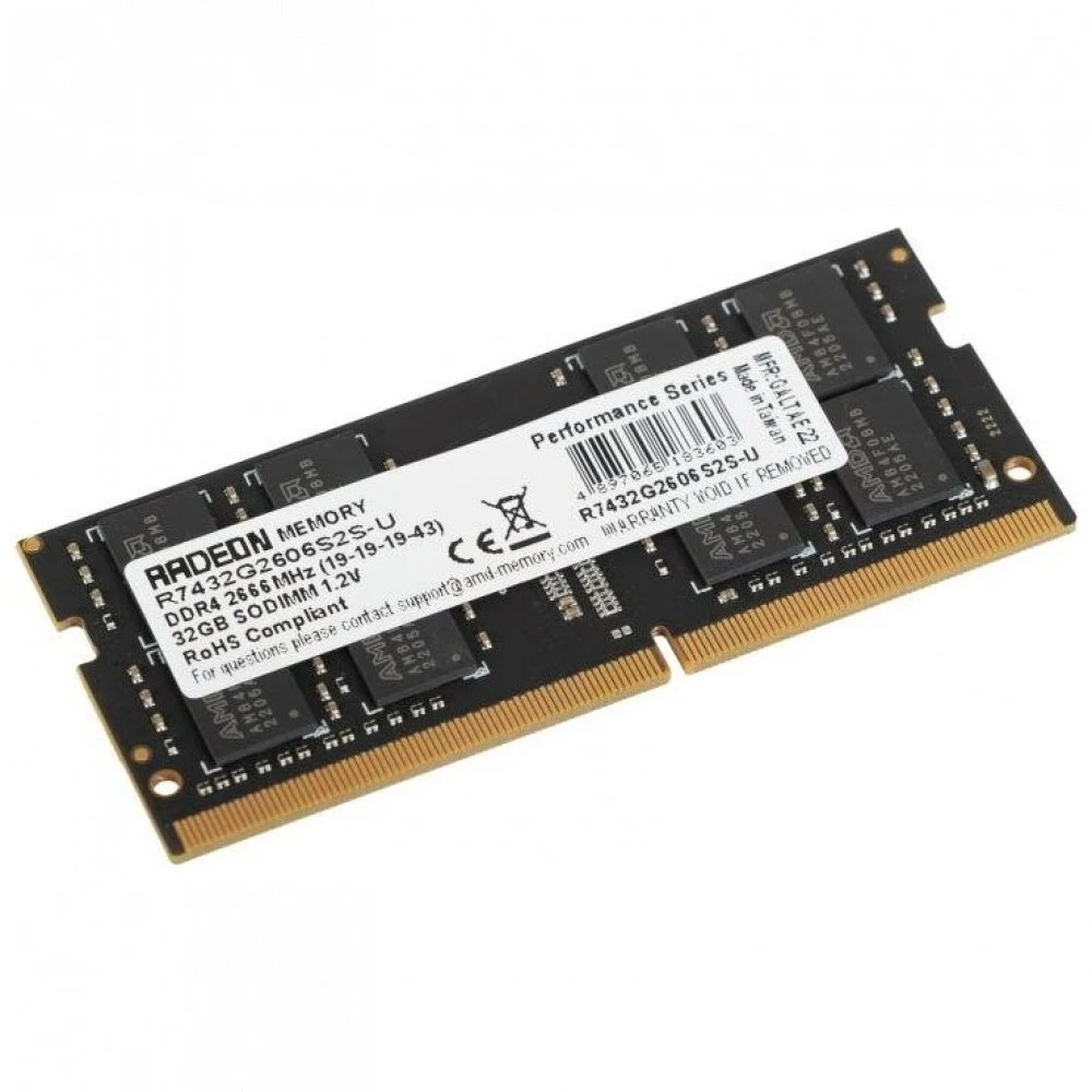 Оперативная память DDR4 32Gb 2666MHz AMD R7432G2606S2S-U Radeon R7 Performance Series RTL PC4-21300 CL19 SO-DIMM 260-pin 1.2В Ret [R7432G2606S2S-U]