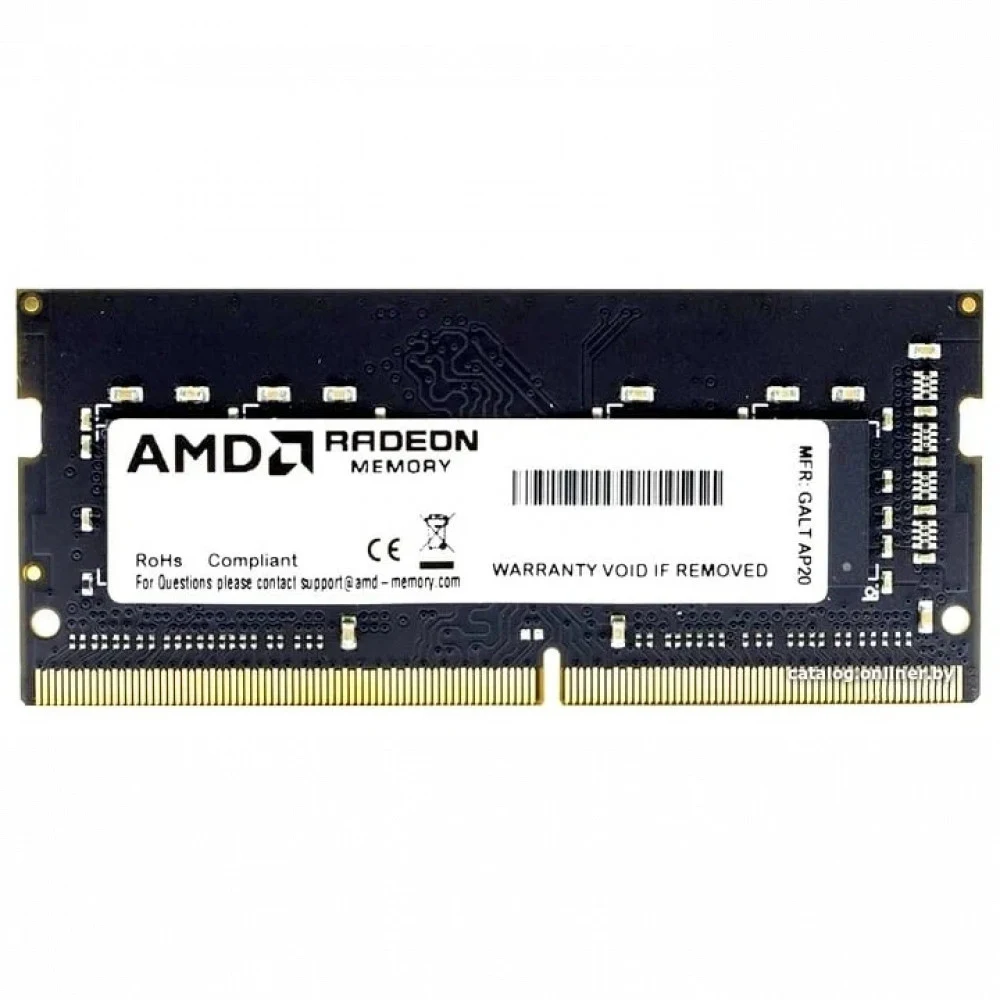 Модуль памяти AMD Radeon R9 Gamers Series Black Gaming Memory R9416G3206S2S-UO 16GB DDR4 3200 SO DIMM Non-ECC, CL16, 1.2V, Bulk (182286) {50}