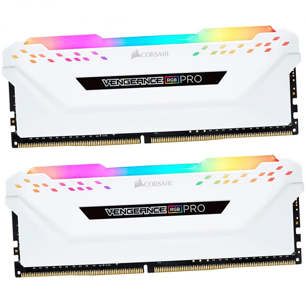 CORSAIR VENGEANCE RGB PRO 32GB (2x16GB) DDR4 3200 (PC4-25600) C16 1.35V Desktop Memory - White, 0840006620075