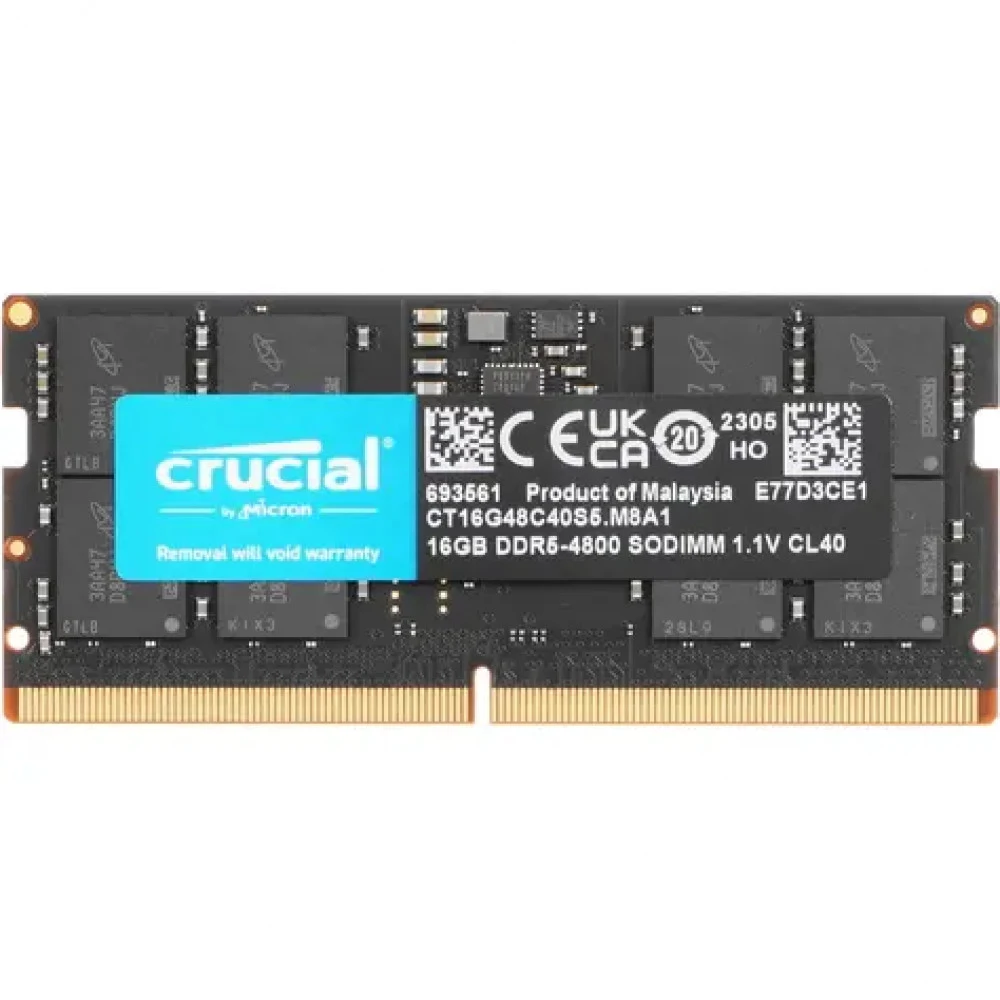 Память DDR5 16Gb 4800MHz Crucial CT16G48C40S5 RTL PC5-38400 CL40 SO-DIMM 288-pin 1.1В dual rank Ret