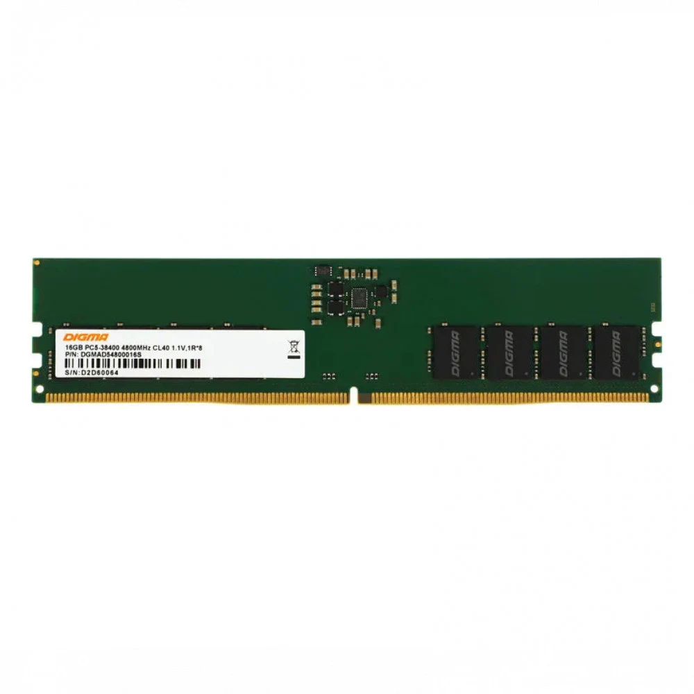 Оперативная память DDR5 16Gb 4800MHz Digma DGMAD54800016S RTL PC5-38400 CL40 DIMM 288-pin 1.1В single rank Ret [DGMAD54800016S]