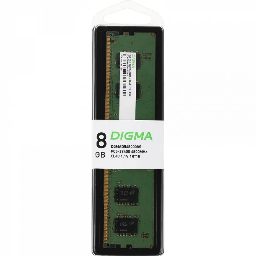 Оперативная память DDR5 8Gb 4800MHz Digma DGMAD5480008S RTL PC5-38400 CL40 DIMM 288-pin 1.1В single rank Ret [DGMAD5480008S]