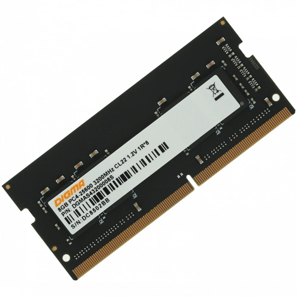 Оперативная память DDR4 8Gb 3200MHz Digma DGMAS43200008S RTL PC4-25600 CL22 SO-DIMM 260-pin 1.2В single rank Ret [DGMAS43200008S]
