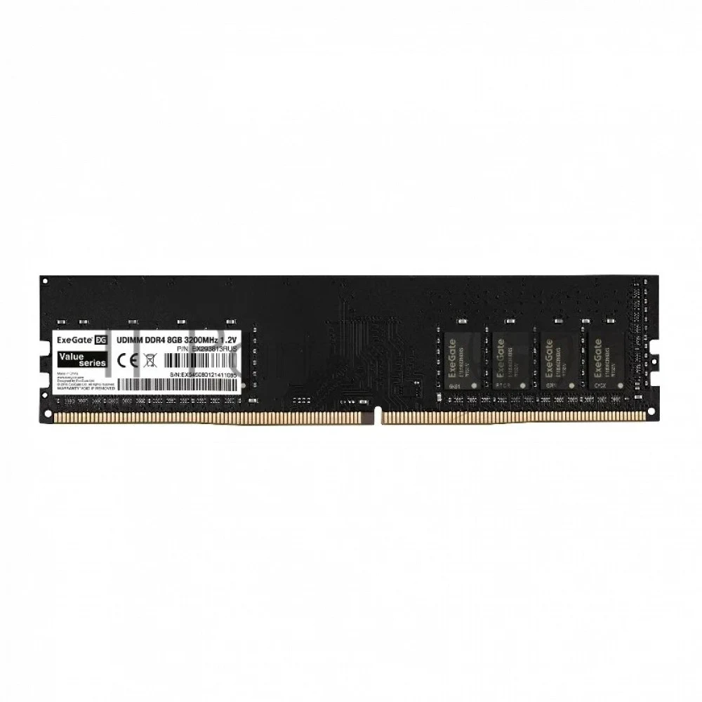 Exegate EX293813RUS Модуль памяти ExeGate Value DIMM DDR4 8GB <PC4-25600> 3200MHz