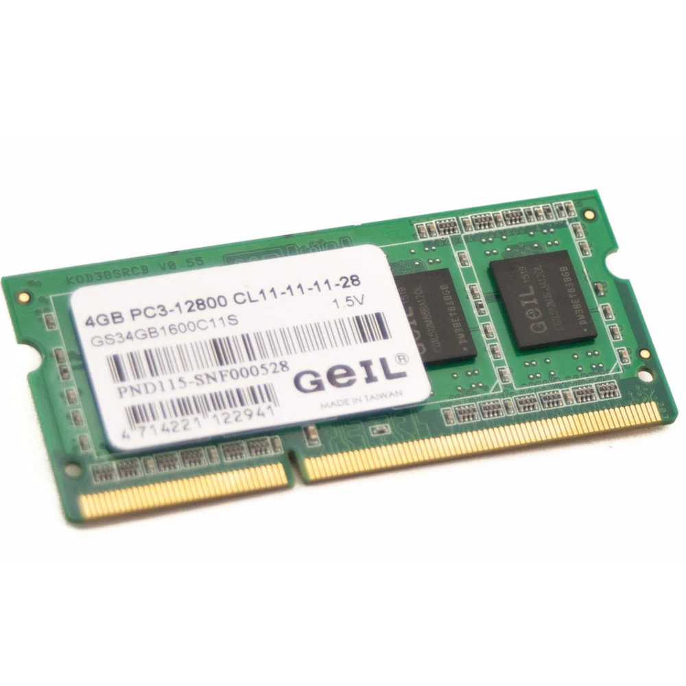 Для ноутбука 4Gb DDR3 1600Mhz GEIL PC3 12800 GS34GB1600C11SSO-DIMM 1,5V oem