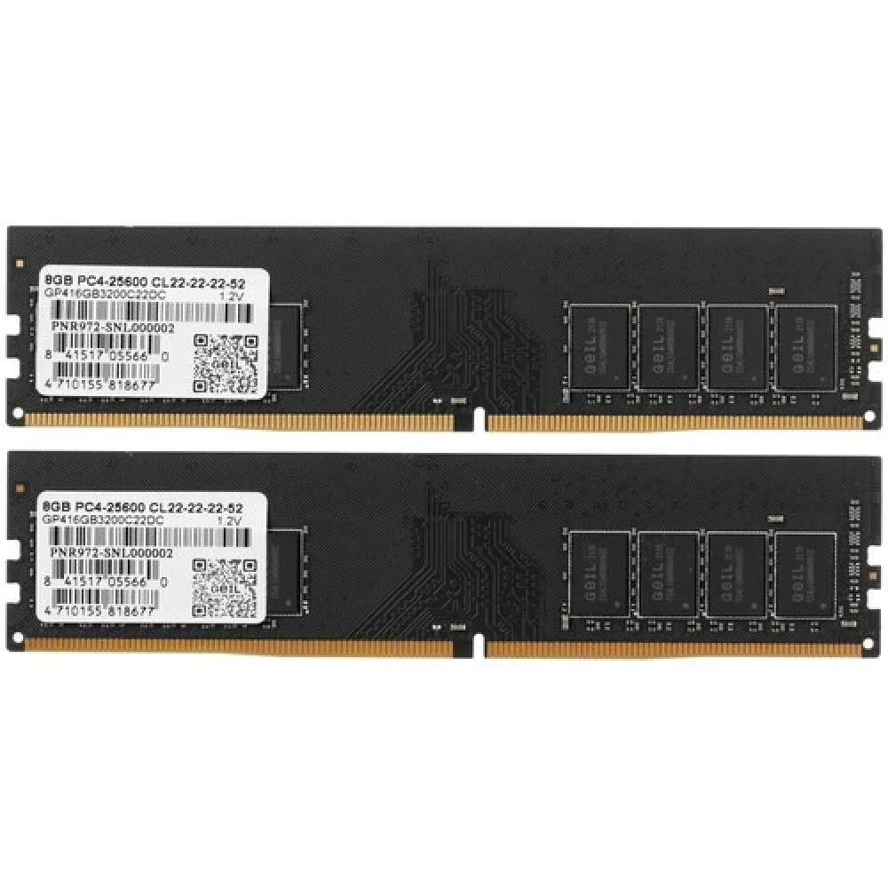 Оперативная память 16GB Kit (2x8GB) GEIL DDR4 3200Mhz PRISTINE PC4-25600 22-22-22-52 GP416GB3200C22DC