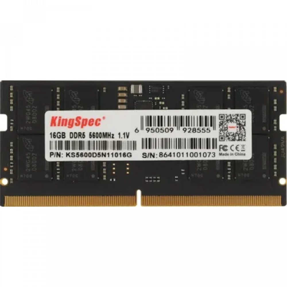 Оперативная память DDR5 16GB 5600MHz Kingspec KS5600D5N11016G RTL PC5-41600 CL40 SO-DIMM 288-pin 1.1В single rank Ret [KS5600D5N11016G]