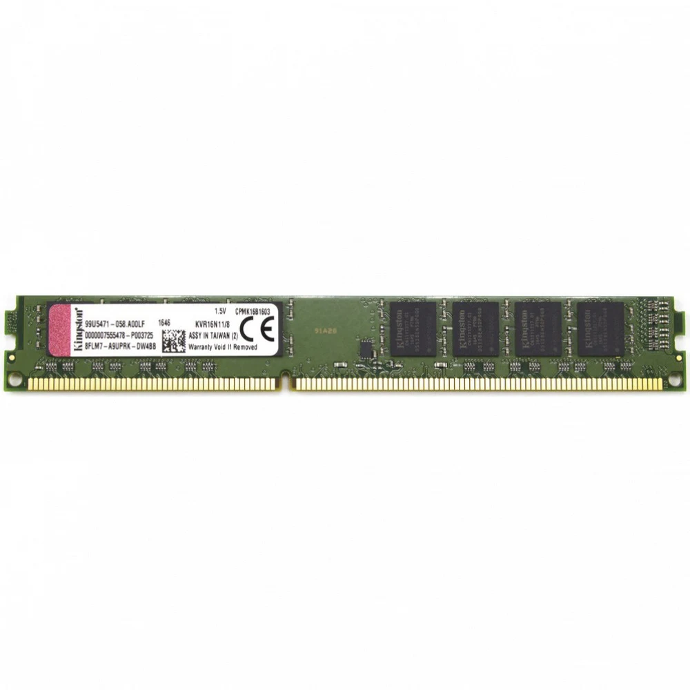 Модуль памяти Kingston 8GB DDR3 1600 DIMM KVR16N11/8WP Non-ECC, Unbuffered, CL11, 1.5V, 2RX8, Retail, (17473)