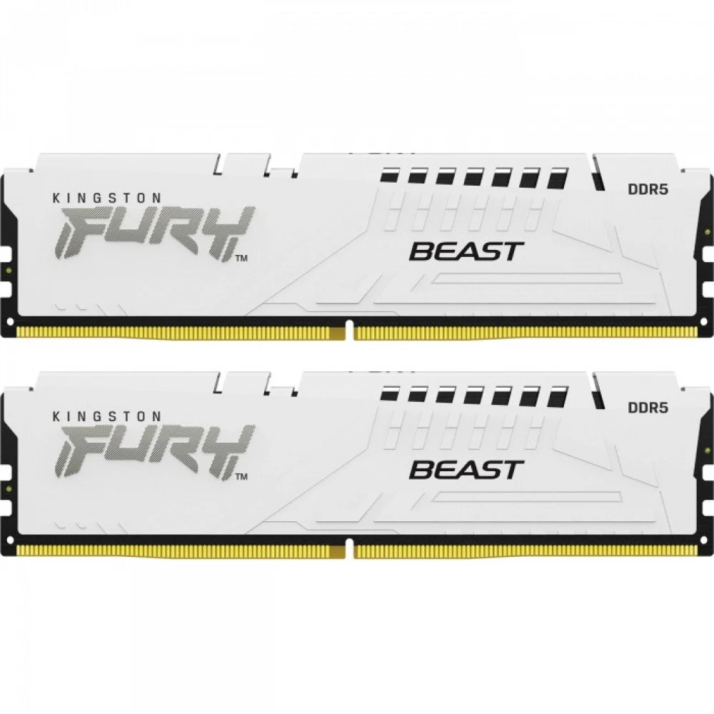Комплект модулей памяти, Kingston, FURY Beast White EXPO KF556C36BWEK2-64 (Kit 2x32GB), DDR5, 64GB, CL36, DIMM <PC5-44800/5200MHz>, Белый