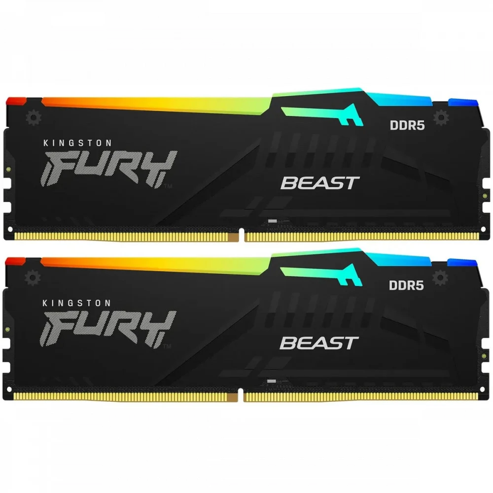 DDR 5 DIMM 32Gb PC48000, 6000Mhz, Kingston FURY Beast Black RGB CL30 (Kit of 2) (KF560C30BBEAK2-32)