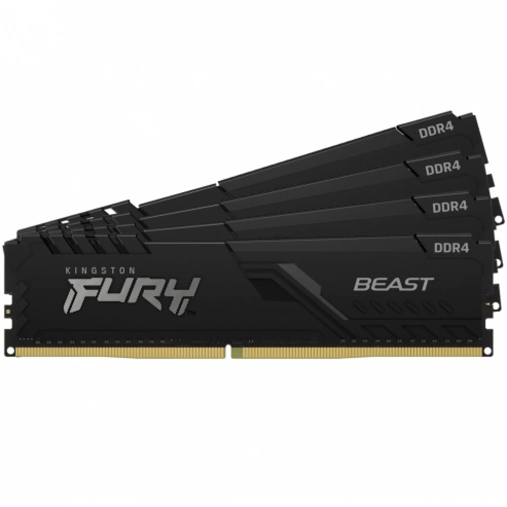 Модуль памяти Kingston 64GB Kingston DDR4 3600 DIMM FURY Beast Black Gaming Memory KF436C18BBK4/64 Non-ECC, CL18, 1.35V, KF436C18BBK4/64 2Gx8 (Kit of 4), RTL