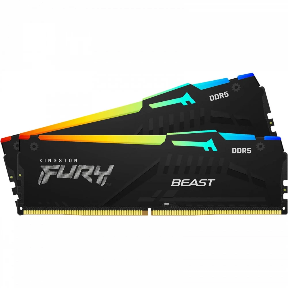 Память DDR5 2x32Gb 5600MHz Kingston KF556C40BBAK2-64 Fury Beast Black RGB RTL Gaming PC5-44800 CL40 DIMM 288-pin 1.25В dual rank с радиатором Ret