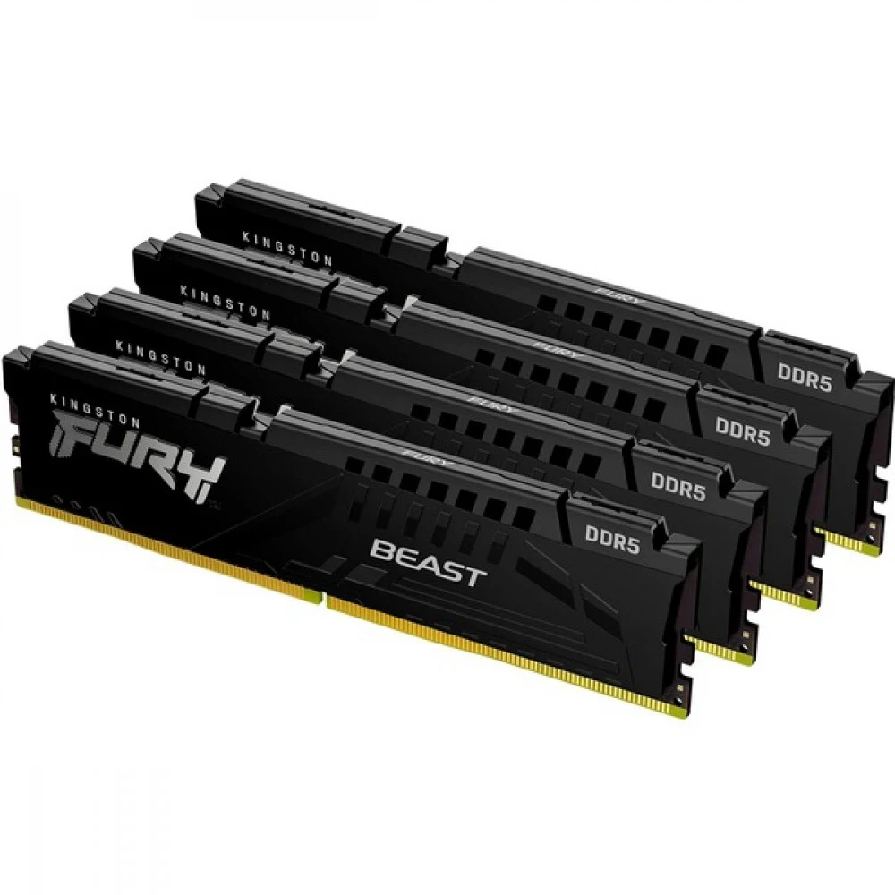 Модуль памяти DDR 5 DIMM 128Gb PC41600, 5200Mhz, Kingston FURY Beast Black XMP CL40 (Kit of 4) (KF552C40BBK4-128)